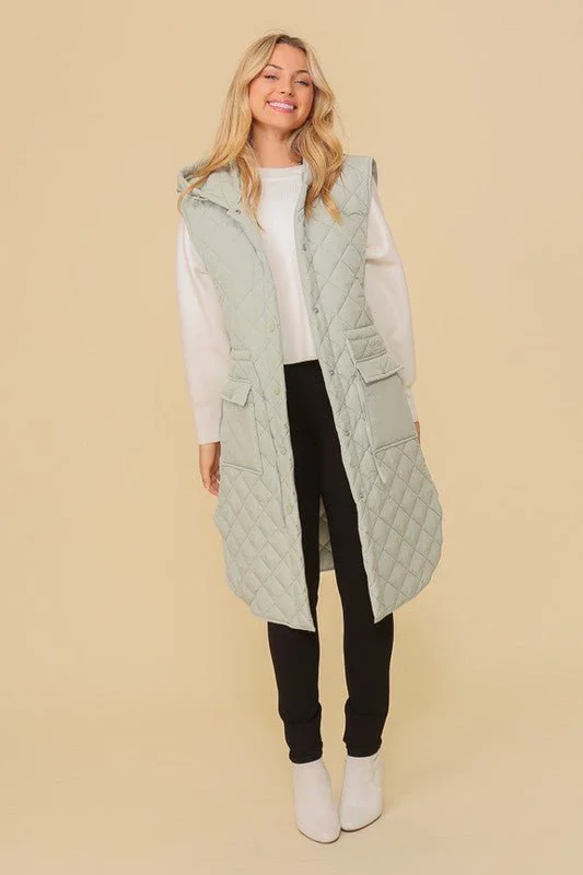 Women's Bomber CoatsQuilted Midi Vest Jacket