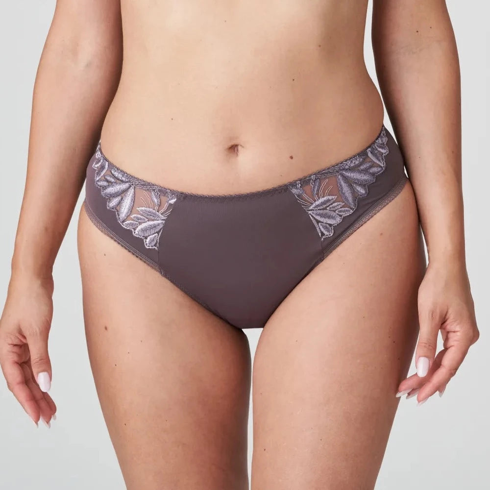 stretchable satin hipster panties with a lace trim and sheer overlay for a luxurious and seductive appealPrimaDonna Orlando Rio Brief In Eyeshadow