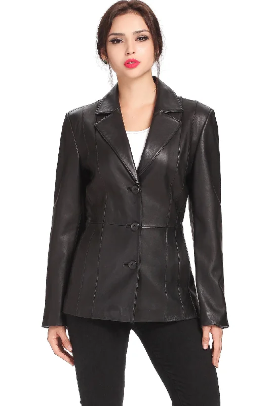 Women's Coats with Fur Trimmed SleevesBGSD Women Crystal Lambskin Leather Blazer