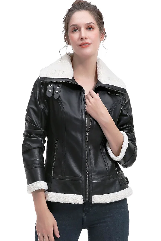 Women's Duffle CoatsBGSD Women Hessa Lambskin Leather Jacket