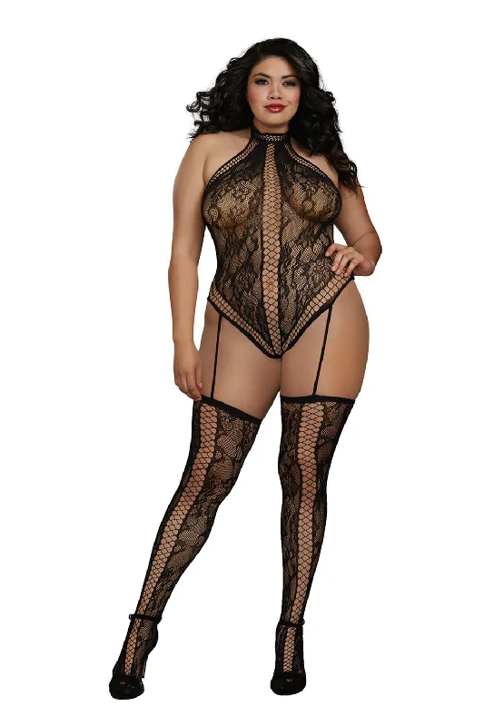 Teddy Bodystocking - Queen Size - Black