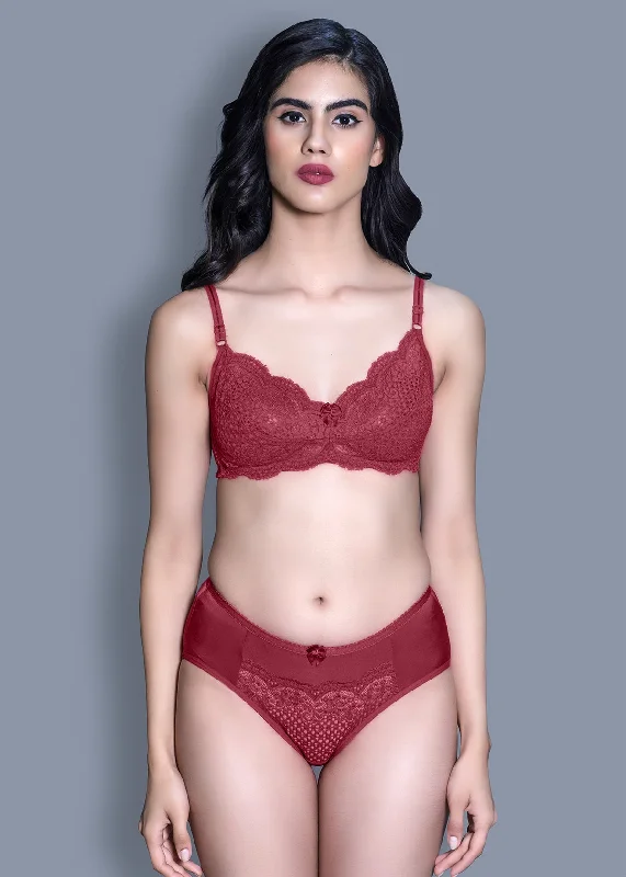 plus-size wireless braKylie Set In Maroon