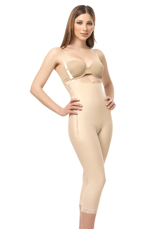 body shaper with lace trim for a touch of luxuryFaja capri control de abdomen y piernas con zipper y tirantes ajustables (BS05)