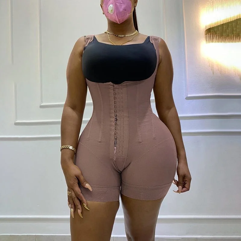 plus-size thigh slimmer with high compressionFajas Colombianas Bodyshaper High Compression Abdomen Control Double Bodysuit Waist Trainer Open Bust Skims Kim Kardashian