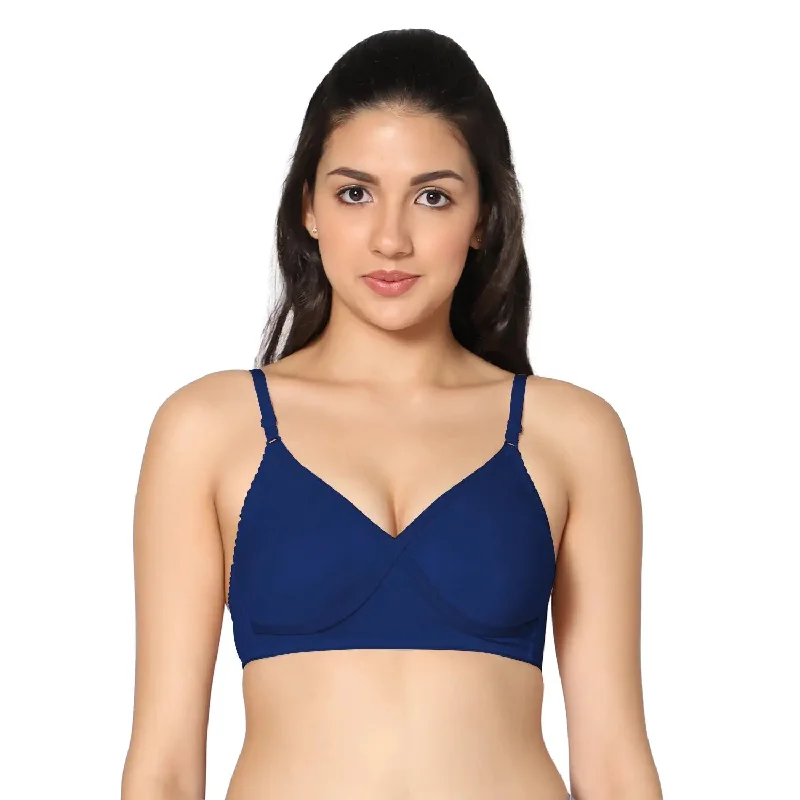 plus-size demi-cup bra with lace overlayNon-Padded Full Coverage  T-Shirt Bra RoyalBlue color (Pack of 1)