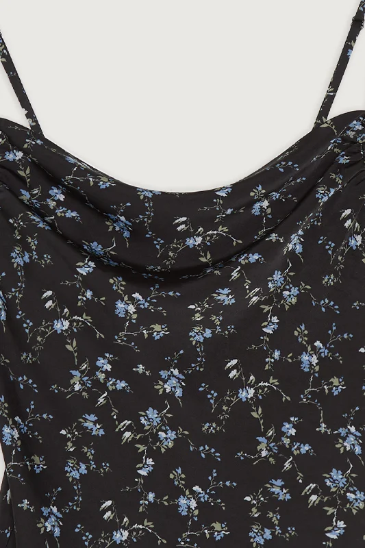 Black Blue Floral