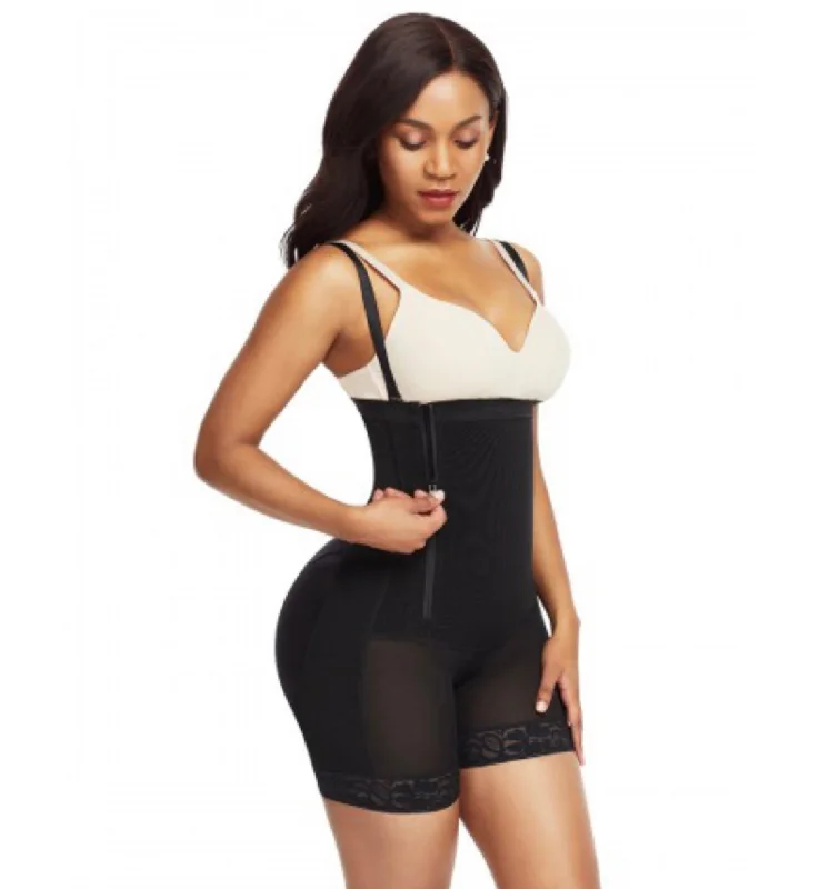 lace overlay shapewear for weddingsSide Piece Body Shaper with Zipper Available in Black and Nude