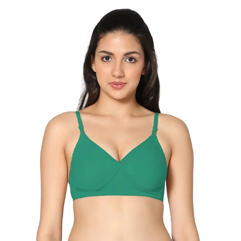 backless bra with invisible strapsFull Coverage Non-Padded T-Shirt Bra Green color  (Pack of 1)