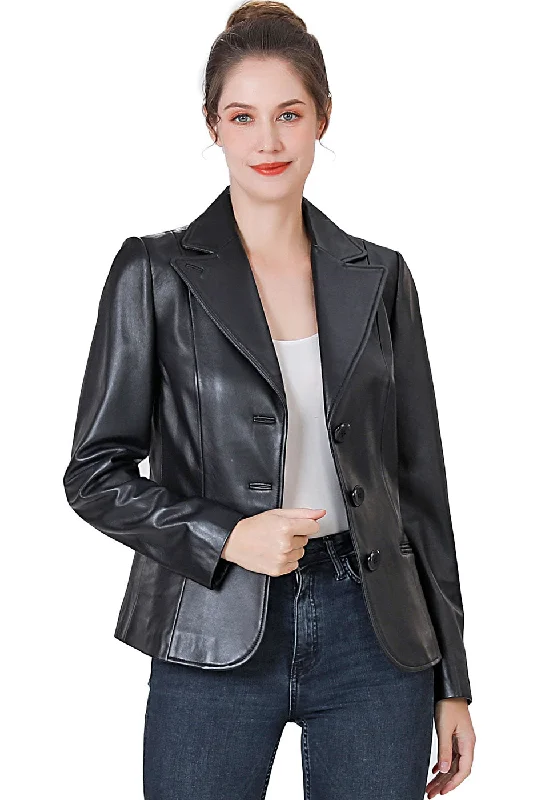 Women's Coats with Fur TrimBGSD Women Nala Lambskin Leather Blazer Jacket