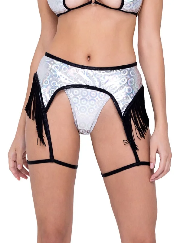 Roma Festival Rave Ring Hologram Garter Belt Silver