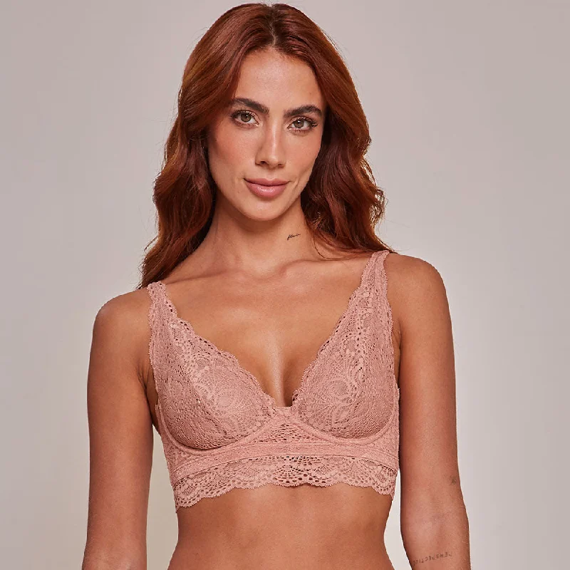 plus-size lace overlay nursing braBra Monarca Nude