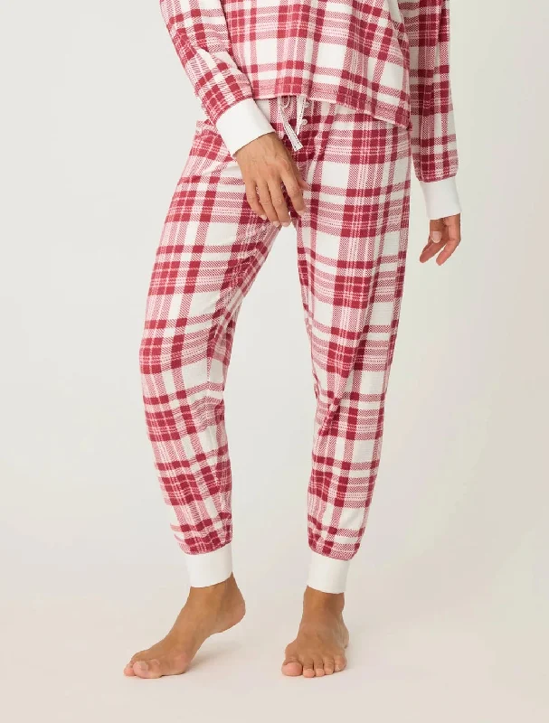 women's pajamas featuring animal printsFull Of Holiday Spirit Plaid Velour Pants