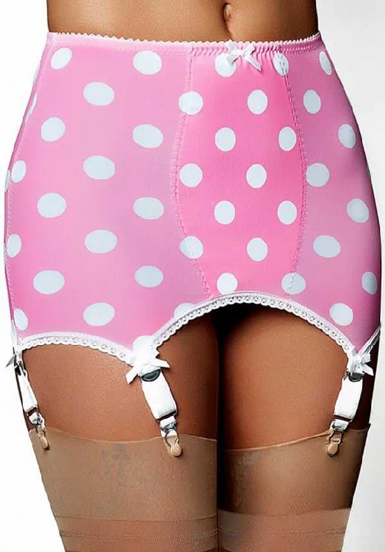 lightweight summer shapewearPlus Size Retro Girdle with 6 Strap in Polka Dot Print