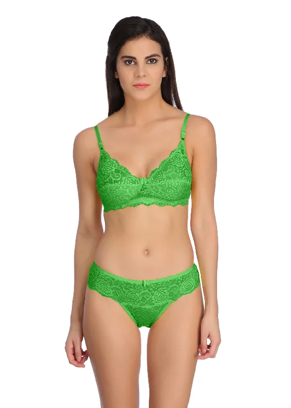 seamless molded bra for smooth undergarmentsShagun Set In Parrot Green