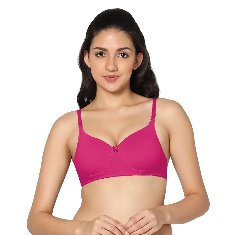 wire-free contour braT-shirt Medium Coverage Magenta Color Padded Bra (Pack of 1)