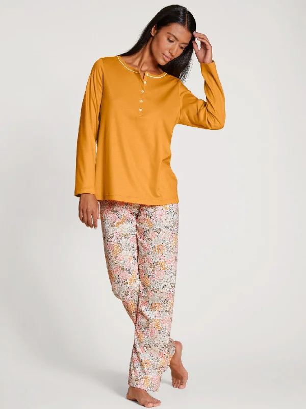 floral print women's pajamasNight Lovers Pysjamas Honeycomb Yellow