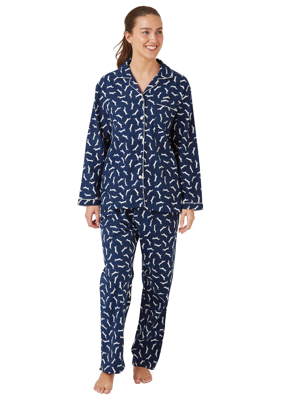 women's pajamas for cozy bedtime routinesINDIGO SKY DACHSHUND PJ'S - NAVY