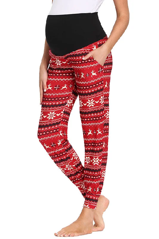 women's pajamas with a timeless appealOver Belly Merry Christmas Pregnancy Pajamas Lounge Joggers