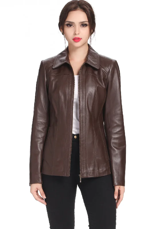 Women's Coats with HoodBGSD Women Ellen Lambskin Leather Jacket