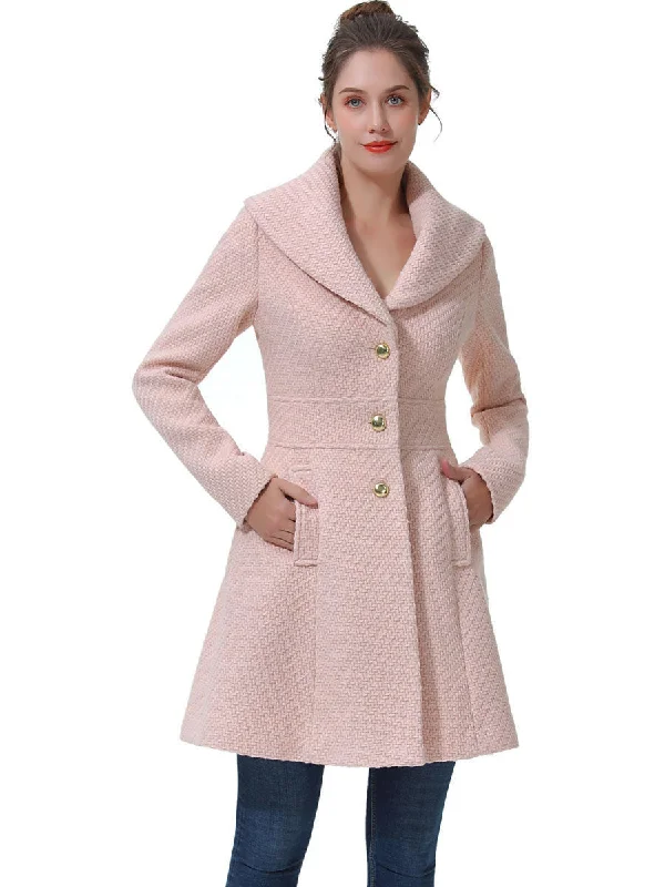 Women's Coats with BeltBGSD Women Tia Fit & Flare Boucle Wool Coat