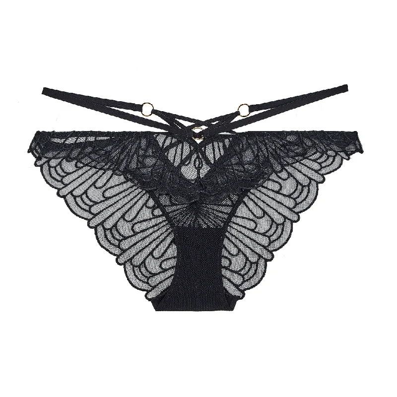 stretch lace panties with a sheer lace waistband for a seductive appealAubade L'Indomptable Mini-Coeur Brief After Dark