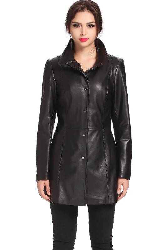 Women's Windbreaker CoatsBGSD Women Jocelyn Lambskin Leather Car Coat