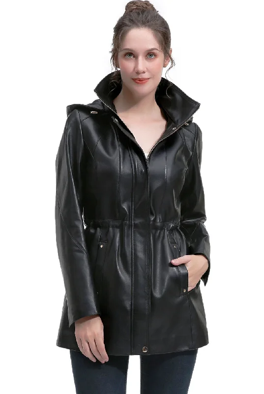 Women's Long CoatsBGSD Women Elena Lambskin Leather Parka Coat