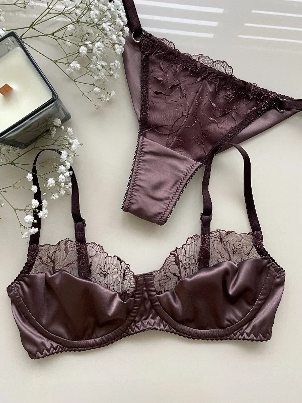 adhesive stick-on bra for special occasionsMocha Bloom Lingerie Set