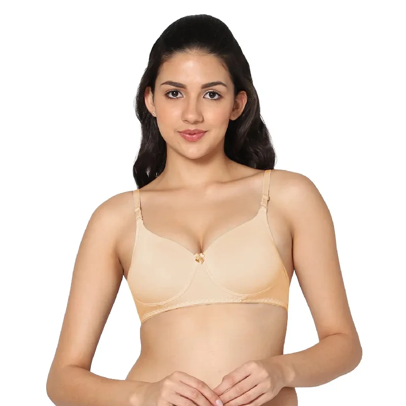 wireless lace bra with adjustable straps for versatilityT-shirt Medium Coverage Skin Color Padded Bra (Pack of 1)