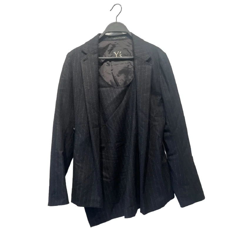 Women's Coats with Fur Trimmed ZipperY's/Jacket/2/Stripe/Wool/BLK/ASYMETRICAL CUT