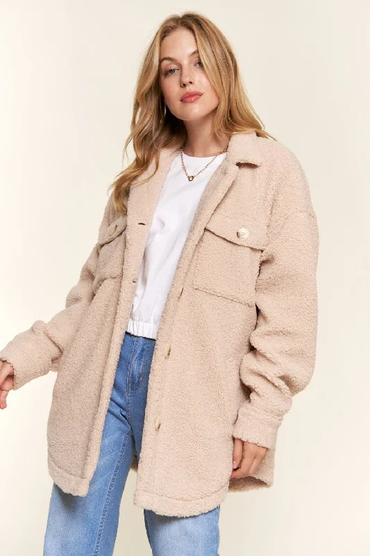 Women's Coats with CollarTeddy Sherpa Shacket