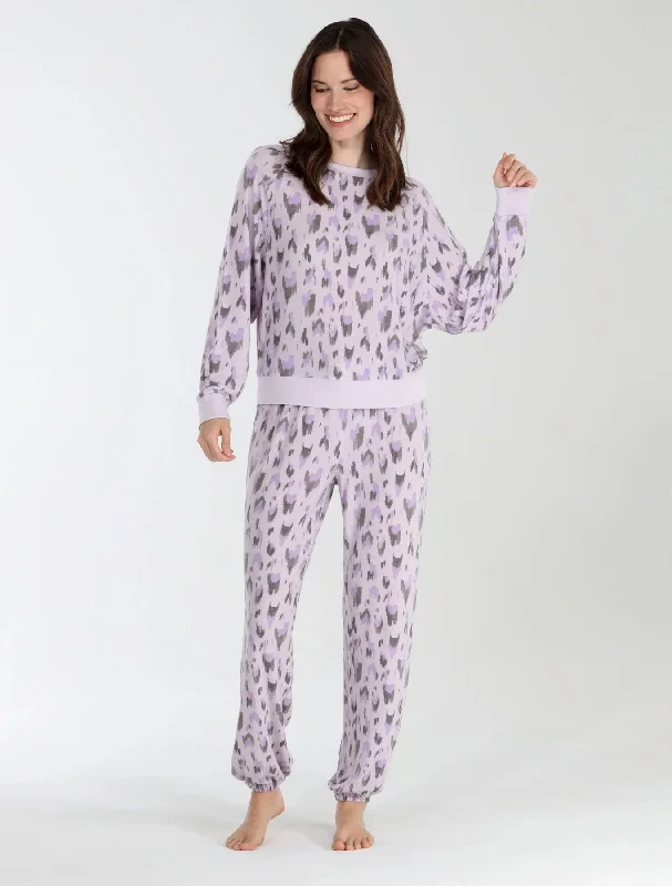 women's pajamas with an elasticized cuffsStar Seeker Lounge Set in Whisper Ikat