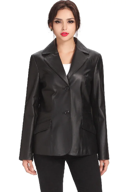 Women's Coats with Fur Trimmed ButtonsBGSD Women Angie 2-Button Lambskin Leather Blazer