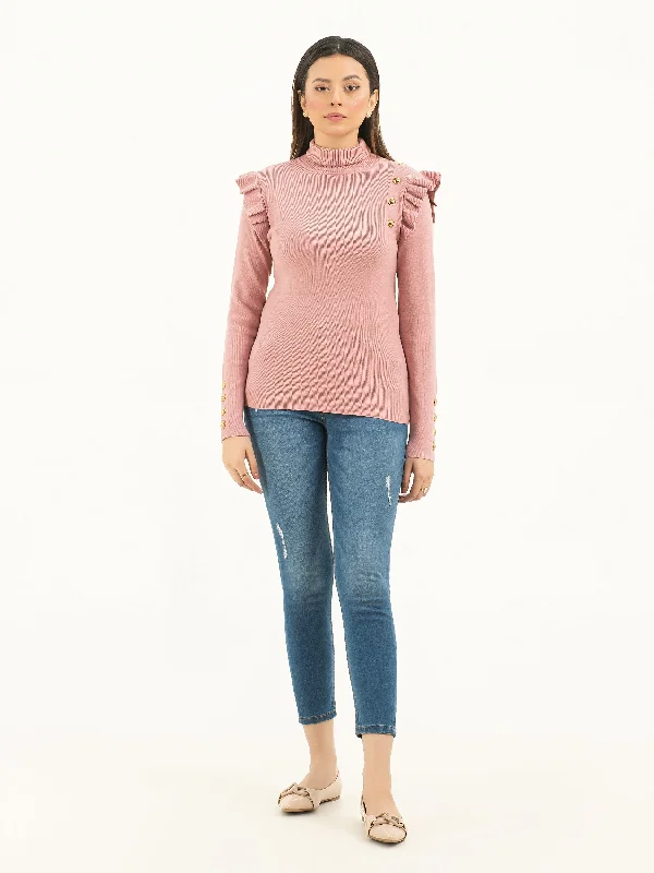 Women's Mandarin Collar SweatersButtoned Sweater