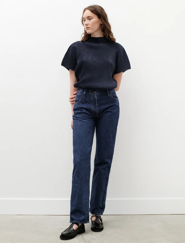 Women's Jodhpurs with Narrow CollarAral Raised Twill Denim Indigo Wash