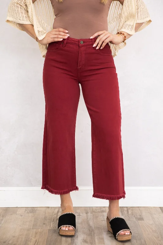 Women's Jodhpurs with Straight LegRisen Wine Wide Leg Tummy Control Jeans