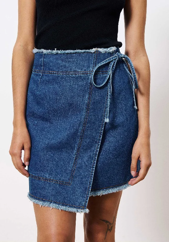 Women's Jodhpurs with Sweetheart CollarDenim Skirt Chc-25044 Nise Bleu-Jean