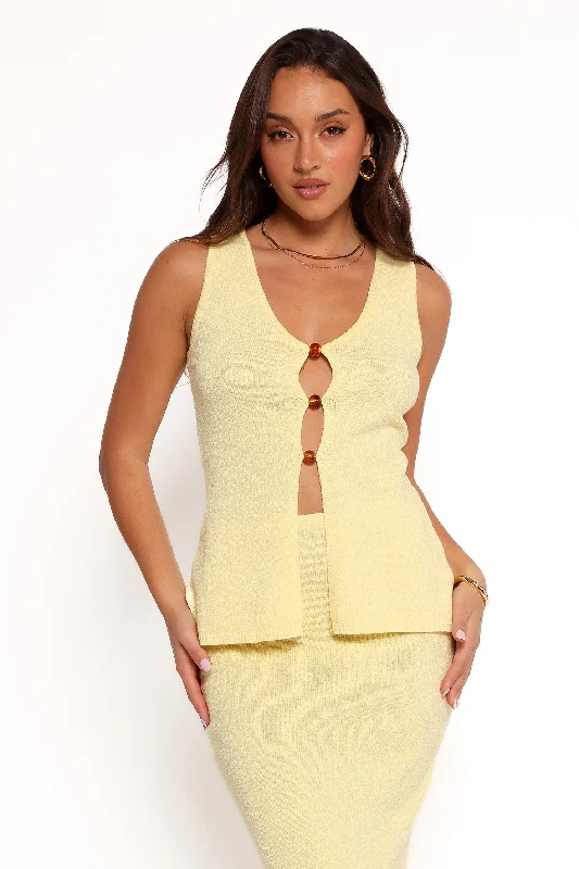 Women's U-Shaped Collar SweatersNadina Top - Lemon