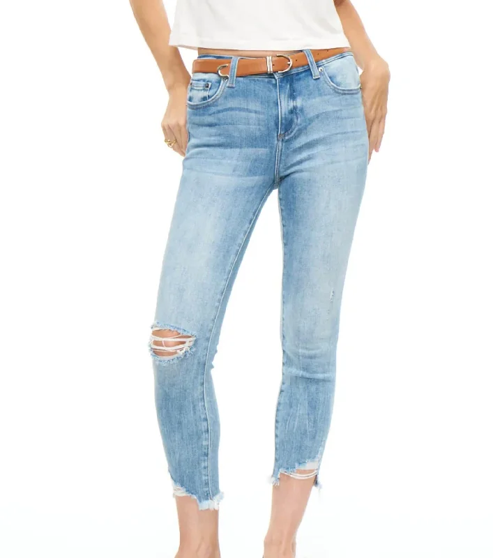 Women's Jodhpurs with Asymmetrical HemAudrey Mid Rise Skinny Crop In Sierra Distressed