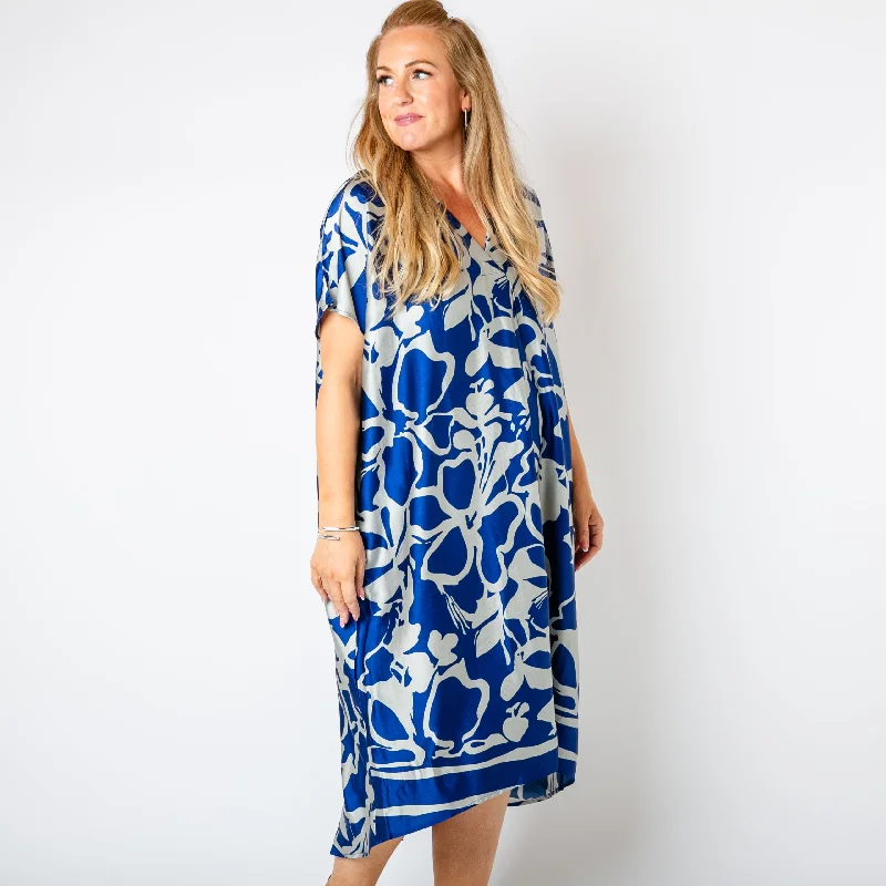 Women's Shawl Collar SweatersFloral Satin Kaftan Dress