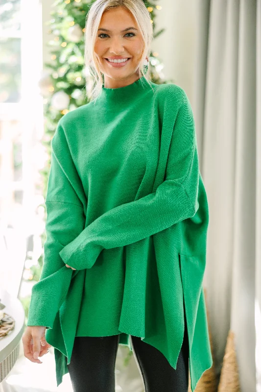 Women's Sweetheart Collar SweatersGoing With You Kelly Green Mock Neck Sweater