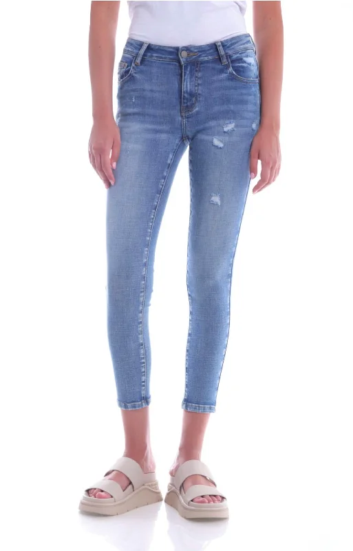 Women's Jodhpurs with Elastic WaistAriella Mid Rise Distressed Skinny Jean In Light Wash