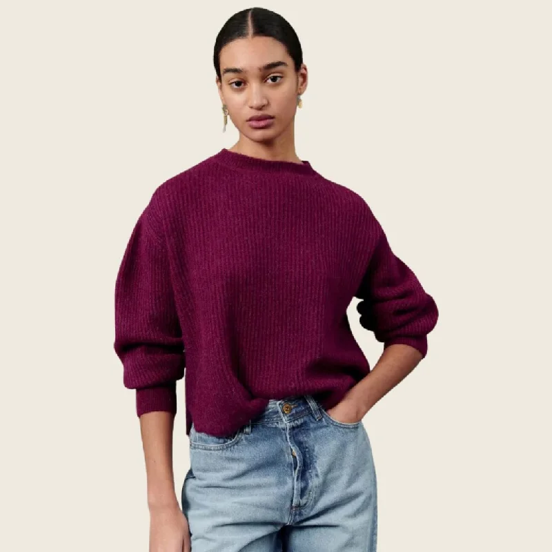 Women's Keyhole Collar SweatersLotta Jumper (Plum)