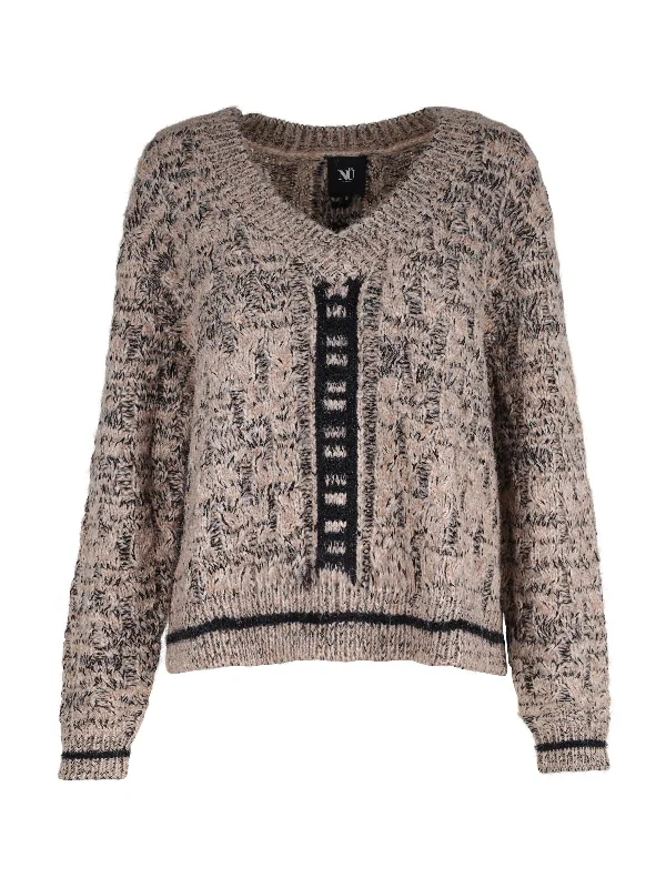 Women's Mandarin Collar SweatersXIN knit sweater - Elm Wood mix