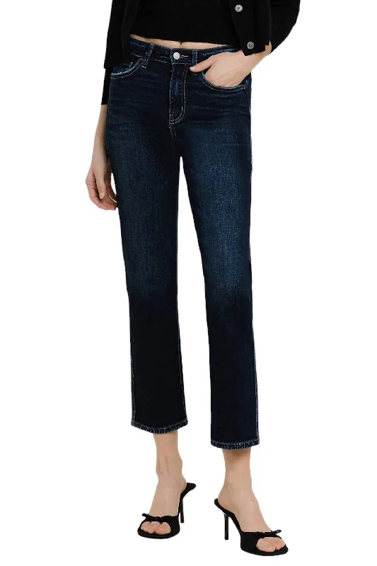 Women's LeggingsHigh Rise Crop Straight Jeans In Dark Wash