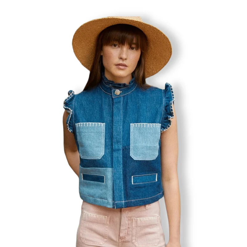 Women's Jodhpurs with High Waistseventy + mochi Pablo Waistcoat Patched Denim