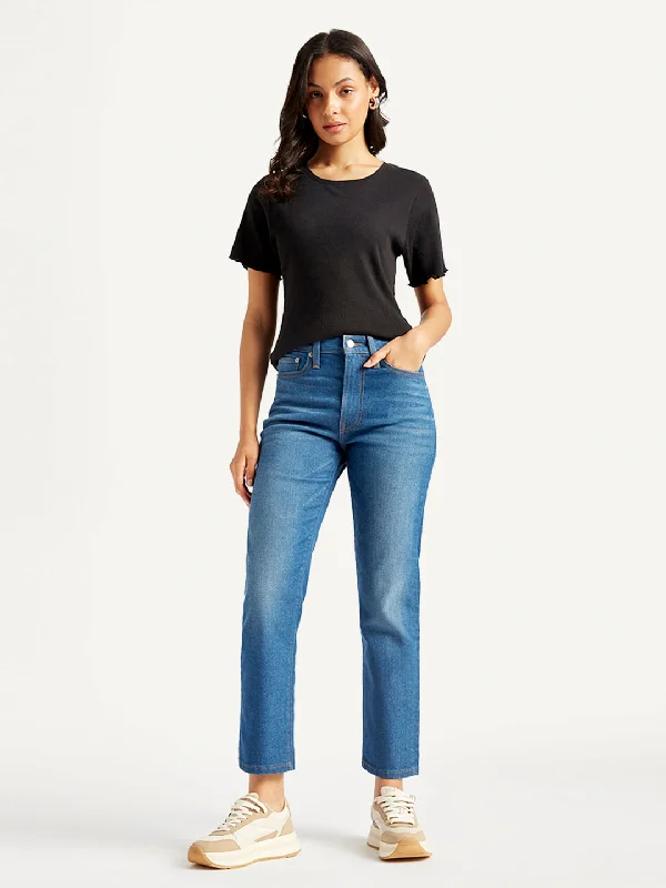 Women's Jodhpurs with U-Shaped CollarWomen's Mid Rise Wedgie Straight Fit Blue Jeans