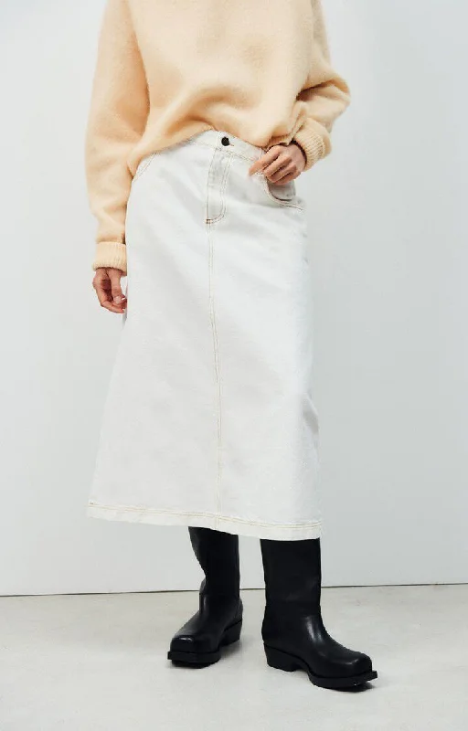 Women's Jodhpurs with Mandarin CollarDenim Skirt Joz13a Off-White