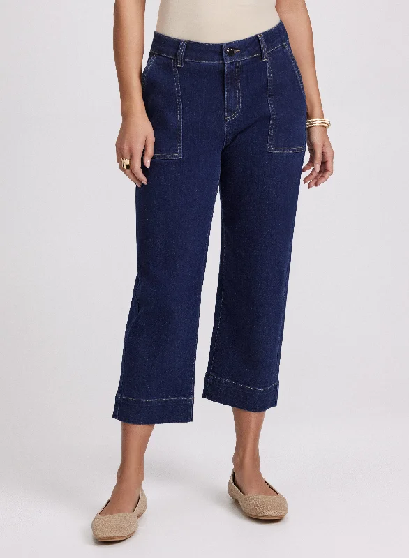 Women's Jodhpurs with ZipperCropped Wide-Leg Jeans