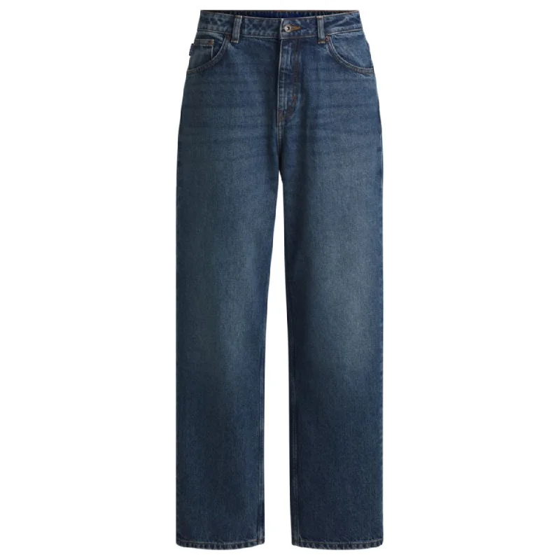 Women's Jodhpurs with Rounded CollarRelaxed-fit jeans in blue cotton denim